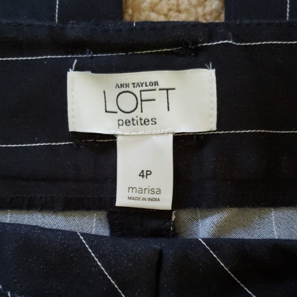 Loft Marisa Pinstripe Black Belted Pants - Picture 3 of 4